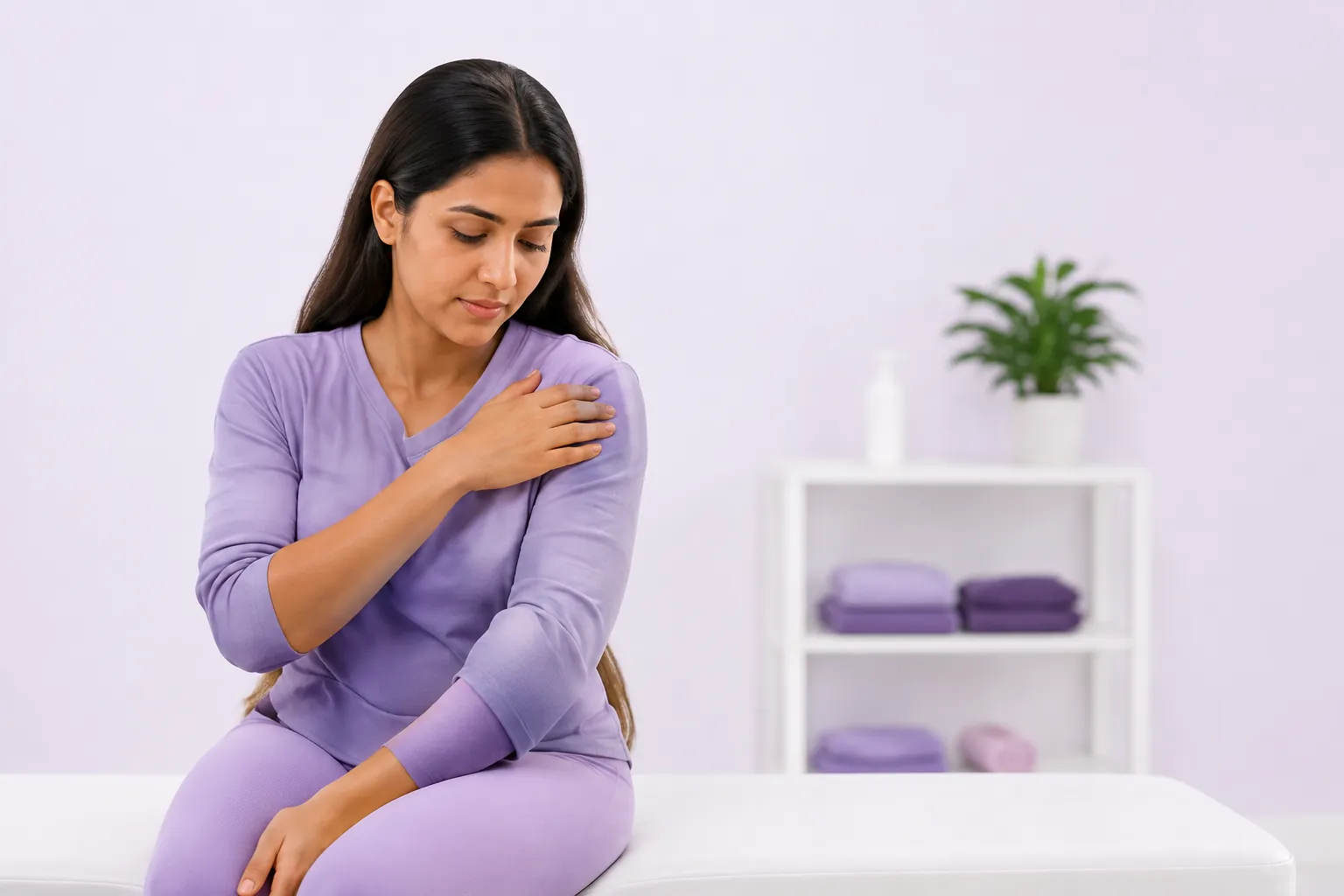 Patient with shoulder pain considering physiotherapy options