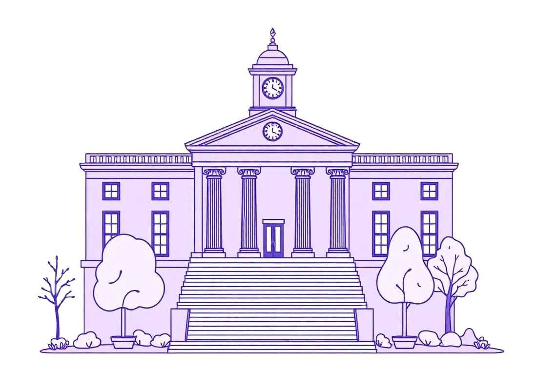 Illustration of a university campus building